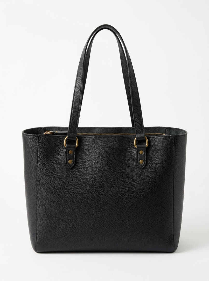 Flat pack-shot of a leather tote